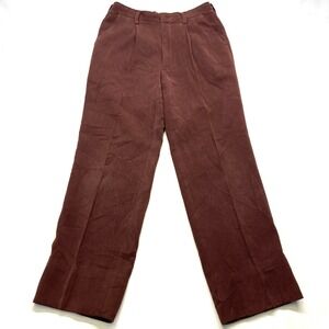 Kroydon Dress Pants Mens 30 Rust Brown Corduroy Pleated Straight Leg Formal